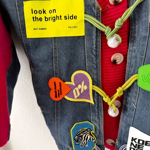 Denim Stitching Cardigan Sweater Loose
Knitted For Women halloween - Picture 11 of 14